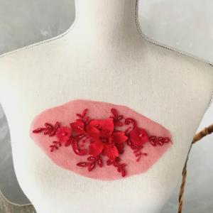 モチーフ 衣装 レッド 花 ビーズ付き チュー...の詳細画像5