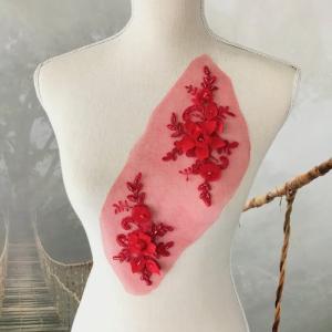 モチーフ 衣装 レッド 花 ビーズ付き チュー...の詳細画像3
