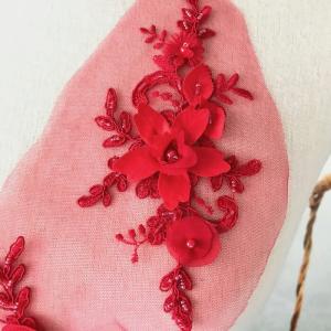 モチーフ 衣装 レッド 花 ビーズ付き チュー...の詳細画像4