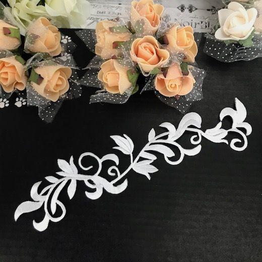 花柄 ワッペン 貼り付け 新体操 刺繍ワッペン レオタード モチーフ 手作り 衣装 パーツ ホワイト...