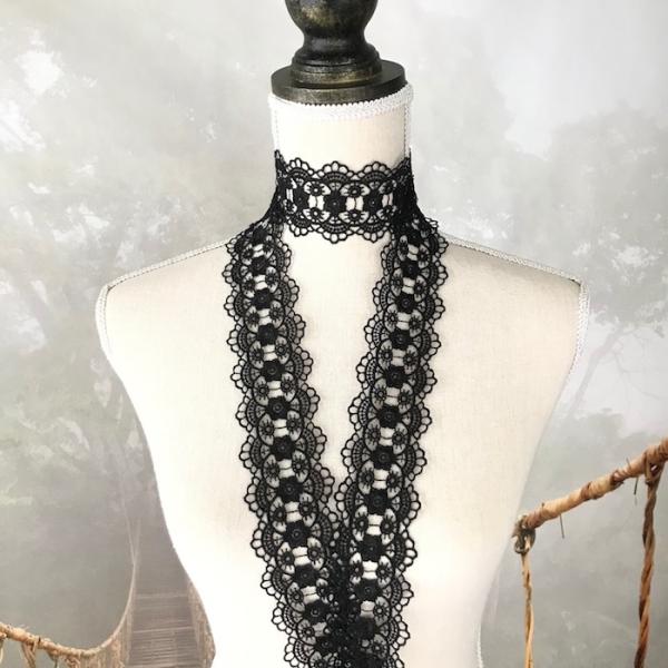 レース リボン 手芸 花 衣装レース ケミカルレース 黒 ブラック 装飾 チュチュレース バレエ衣装