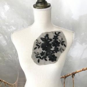 モチーフレース 花模様 刺繍 チュール ハンド...の詳細画像3