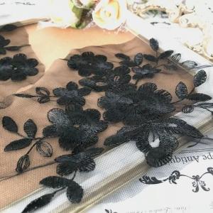 モチーフレース 花模様 刺繍 チュール ハンド...の詳細画像1