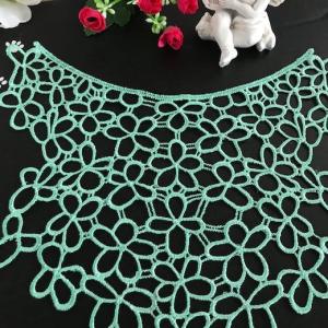 花柄 襟レース モチーフ ミント グリーン リ...の詳細画像2