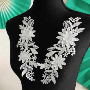 モチーフレース ライトグレー 立体的 刺繍 ペ...の詳細画像3