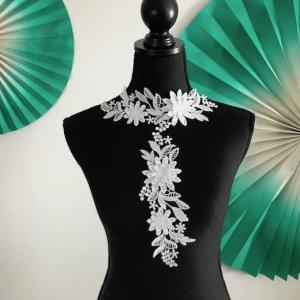 モチーフレース ライトグレー 立体的 刺繍 ペ...の詳細画像5