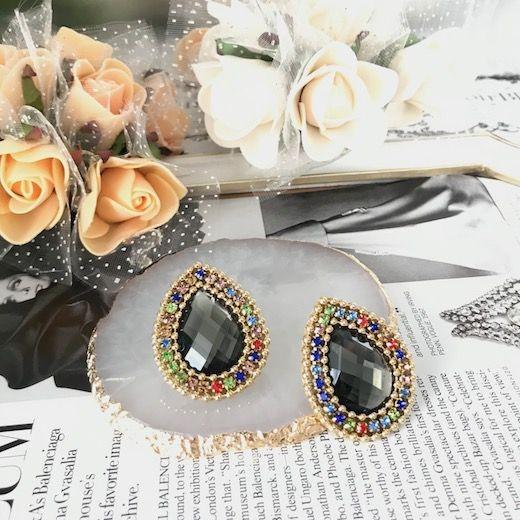 ラインストーンピアス キラキラ ピアス ビジュー ストーンピアス アクセサリー 社交ダンス ベリーダ...