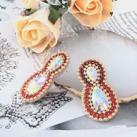 ラインストーンピアス キラキラ ビジュー ダンス用ピアス ストーンピアス アクセサリー 社交ダンス ...