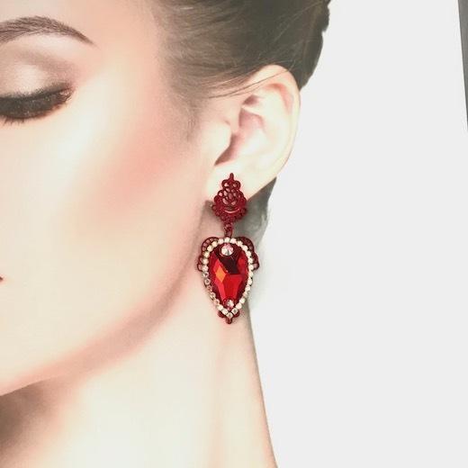ピアス 赤 ラインストーン ピアス イヤリング ラインストーンイヤリング アクセサリー 社交ダンス ...
