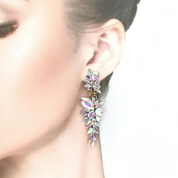 ピアス ラインストーンピアス 衣装 花 イヤリング アクセサリー デザインピアス 社交ダンス ベリー...