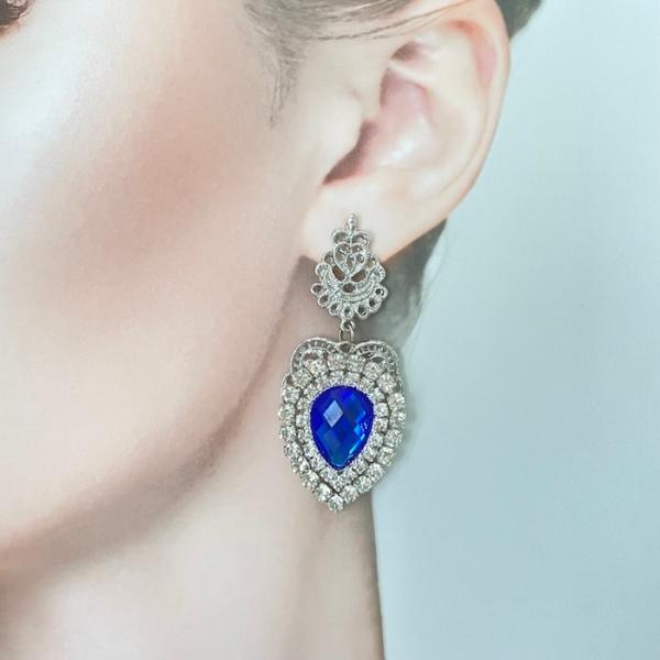 雫 ピアス ラインストーンピアス ブルー クリア 雫 ロングピアス アクセサリー ベリーダンス レデ...