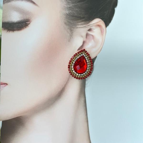 雫 ピアス ラインストーンピアス しずく レッド ABオーロラ 衣装ピアス アクセサリー 衣装ステー...