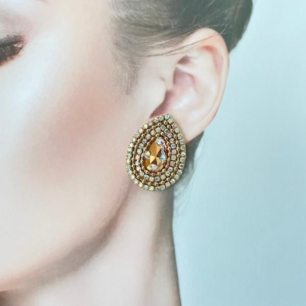雫 ピアス ラインストーンピアス しずく ゴールド ABオーロラ 衣装ピアス アクセサリー 衣装ステ...
