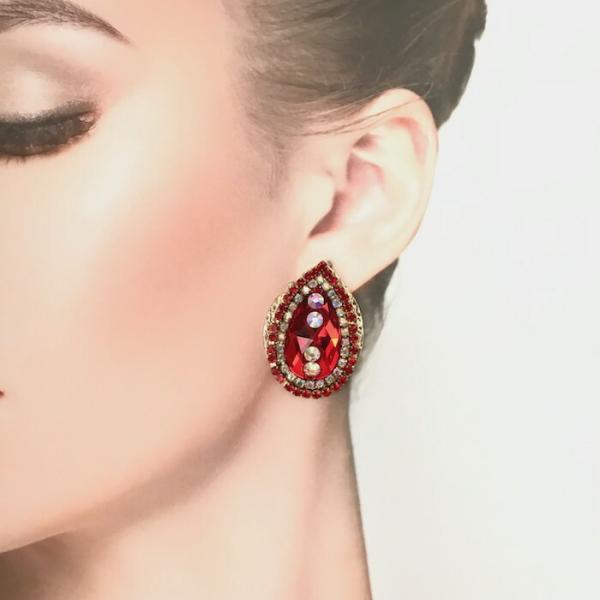 雫 ピアス ラインストーンピアス しずく ゴールド レッド  衣装ピアス アクセサリー 衣装ステージ...