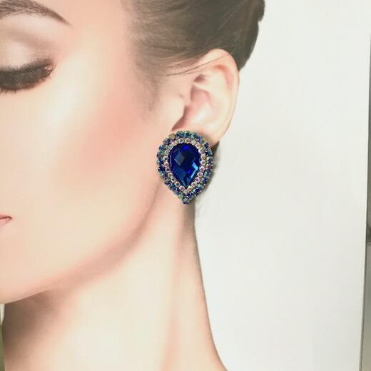 ピアス ラインストーンピアス ブルー ABオーロラ イヤリング ラインストーンイヤリング アクセサリ...