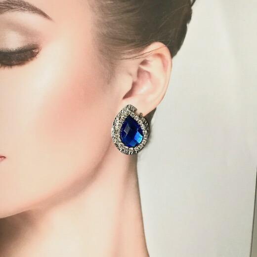 ピアス ラインストーンピアス ブルー シルバー イヤリング ラインストーンイヤリング アクセサリー ...