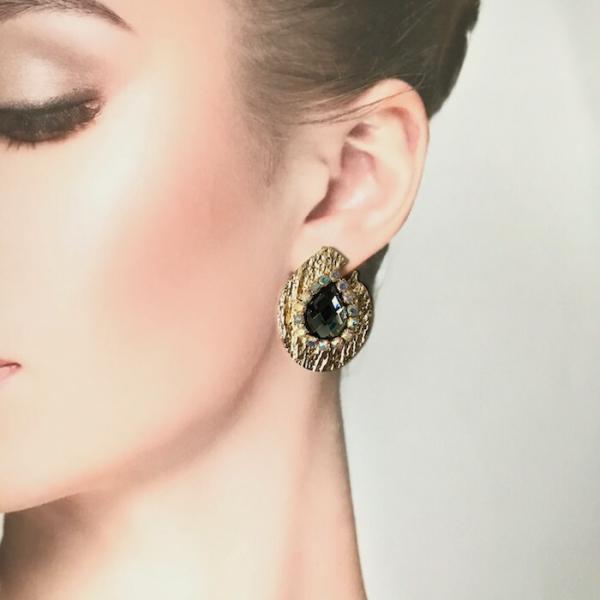 ピアス ラインストーンピアス ゴールド ダークグレー イヤリング ラインストーンイヤリング アクセサ...