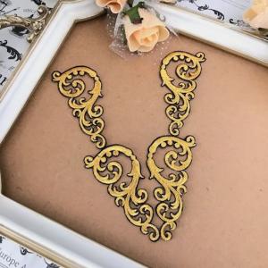 アップリケ ゴールド ネックライン モチーフ 刺繍ワッペン