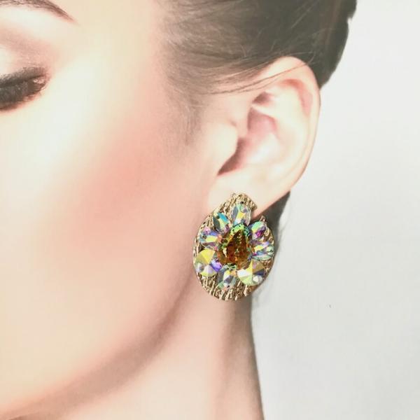 雫 ピアス ラインストーンピアス しずく ゴールド系 ABオーロラ 衣装ピアス アクセサリー 衣装ス...