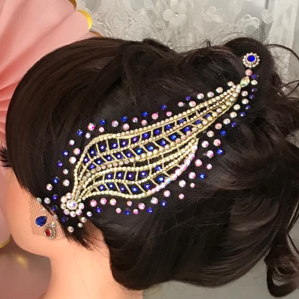 ヘアアクセサリー 髪飾り ヘア飾り 舞台衣装 ステージ衣装 ダンス衣装 社交ダンス フィギア衣装 競...