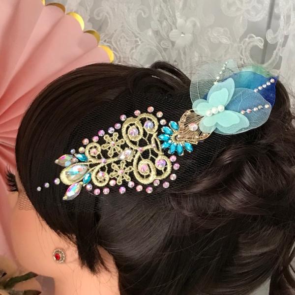 ヘアアクセサリー 髪飾り ヘア飾り 舞台衣装 ステージ衣装 ダンス衣装 社交ダンス フィギア衣装 競...