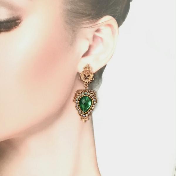 ピアス ラインストーンピアス グリーン ABオーロラ フックピアス アクセサリー ベリーダンス レデ...