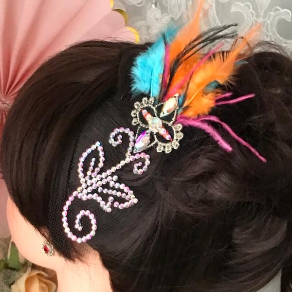 ヘアアクセサリー 髪飾り ヘア飾り 舞台衣装 ステージ衣装 ダンス衣装 社交ダンス フィギア衣装 競...