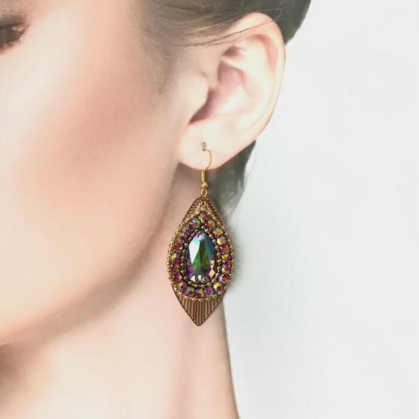 ピアス ラインストーンピアス ABオーロラ フックピアス アクセサリー ベリーダンス レディース ジ...