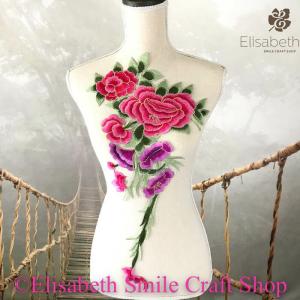 モチーフ アップリケ ピンク 花柄 刺繍 カラフルな ベリーダンス 社交