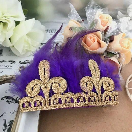 ヘア飾り 髪飾り フェザー 羽根つき ヘアアクセサリー フェザー ゴールド パープル ヘッドドレス ...