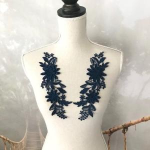 モチーフレース 3D 青 立体的 刺繍 ペアセ...の詳細画像2