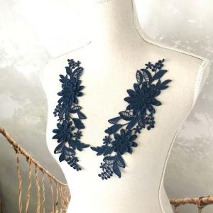 モチーフレース 3D 青 立体的 刺繍 ペアセ...の詳細画像3