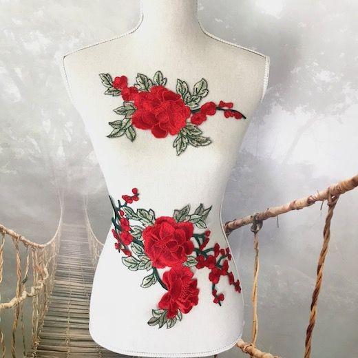 バラ 刺繍 モチーフ セット ハンドメイド レオタード 衣装 装飾 赤 薔薇