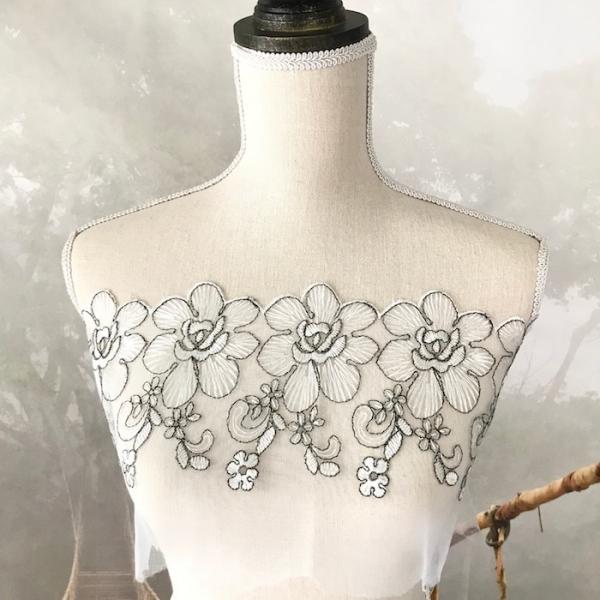 レース チュールレース 手芸 花柄 花模様 ホワイト 花柄 衣装 刺繍 リボン 手作り 素材 装飾 ...