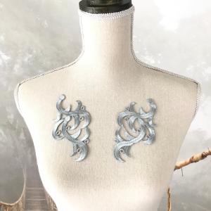 刺繍ワッペン アイロン接着可 シルバー グレー...の詳細画像4