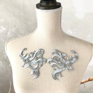 刺繍ワッペン アイロン接着可 シルバー グレー...の詳細画像2