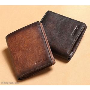 財布 メンズ  三つ折り財 小銭入れ 牛革  ジップ仕様