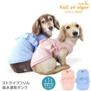 抜け毛対策  タンクトップ 【送料込】 ストライプ フリル 吸水速乾 タンク ダックス 小型犬用 犬 服 春 夏 犬の服 猫の服 袖なし