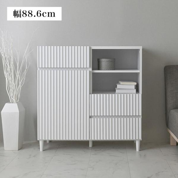 キャビネット ルーター収納 木製 白 サイドボード 引き出し リビング 収納 リビングボード 幅90...