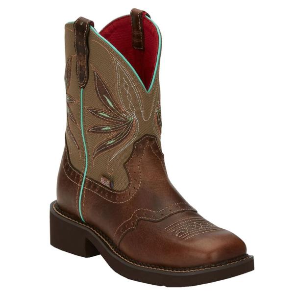 【6/AUGY9536】ジャスティン JUSTIN　レディース タン　バッファロー　ウエスタンブーツ