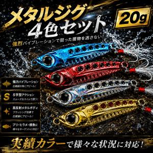 メタルジグ 20g 4色セット バイブレーション S字型 シーバス ヒラメ 青物対応