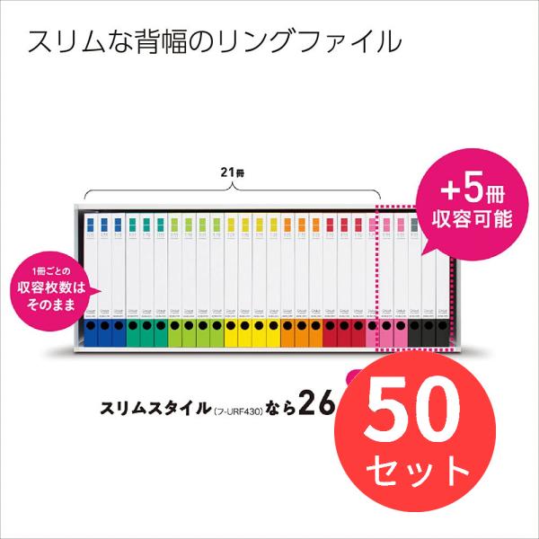 【50冊セット】コクヨ リングファイル＜スリム＞A4S・220枚 フ-URF430NYR【まとめ買い...