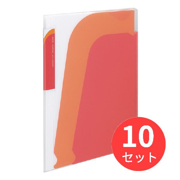 【10冊セット】コクヨ ポケットブック(ノビータ)A4S・透明赤 ラ-N210R【まとめ買い】