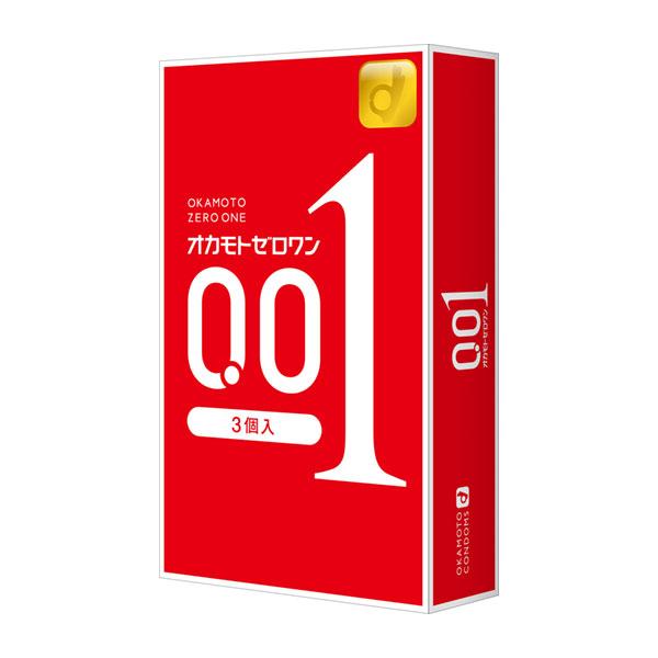 オカモト ゼロワン（0.01）薄さ 0.01mm 1箱（3個入り） 赤パッケージ コンドーム スキン...