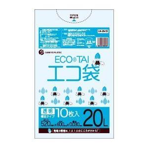 ゴミ袋 ECOTAI ECO 20L幅広タイプ 520x600x0.030厚 透明 10枚x60冊/箱 LLDPE素材の商品画像