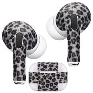 Air Pods Pro 専用 デザインスキンシール 対応 airpodspro エアポッドプロ apple アップル イヤフォン イヤホン  ヒョウ柄　ひょうがら　グレー 000137｜emart