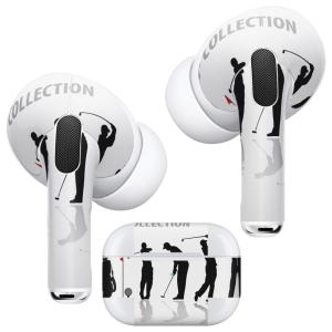 Air Pods Pro 専用 デザインスキンシール 対応 airpodspro エアポッドプロ apple アップル イヤフォン イヤホン  ゴルフ　ショット　イラスト 000140｜emart