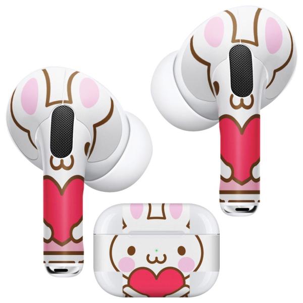 Air Pods Pro 専用 デザインスキンシール 対応 apple イヤフォン うさぎ　イラスト...