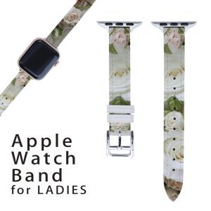 Apple Watch オリジナルバンド ベルト PUレザー素材 デザイン アップルウォッチベルト 38mmタイプ40mm 4mm兼用 000885  バラ　花柄｜emart