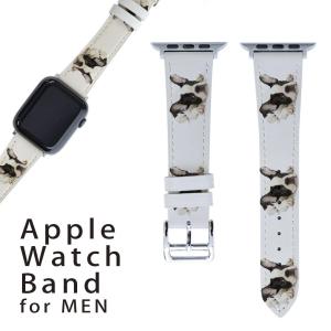 Apple Watch オリジナルバンド ベルト PUレザー素材 デザイン アップルウォッチベルト 42mmタイプ44mm 45mm兼用 000889  犬　フレンチブルドック｜emart